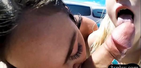  Nasty teen besties hot orgy on speedboat